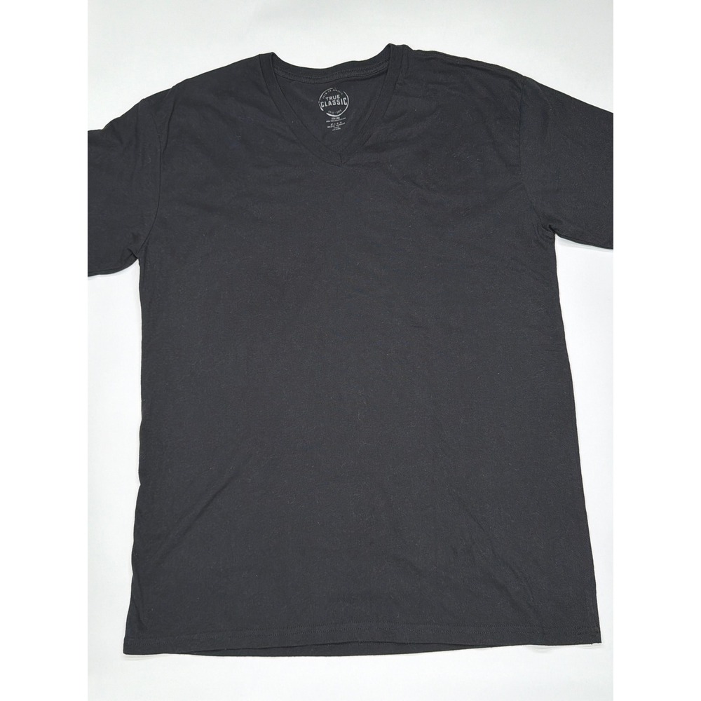 True Classic Mens Black V Neck TShirt Extra Large Soft Comfortable Everyday Wear